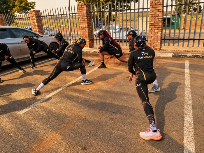 The Run Mzansi crew warming up together