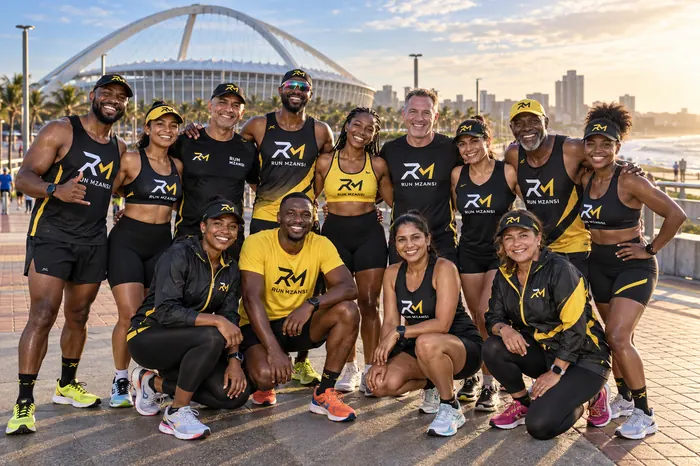A big Run Mzansi crew together on the Durban promenade