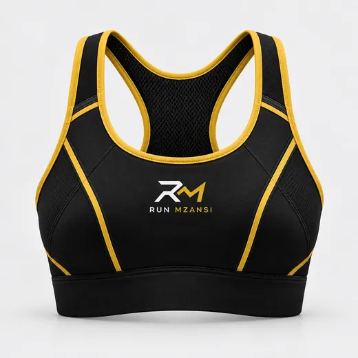 Sports Bra in black, Run Mzansi design
