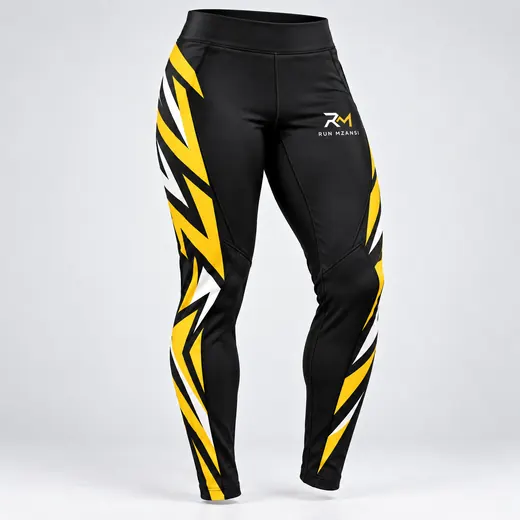 Funky Bolt Tights in black, Run Mzansi design