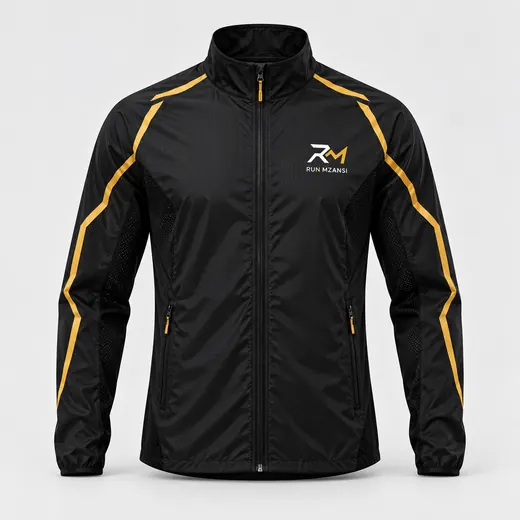 Travel Jacket in black, Run Mzansi design
