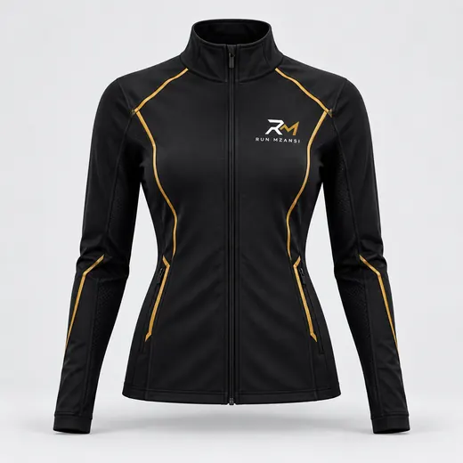 Travel Jacket in black, Run Mzansi design