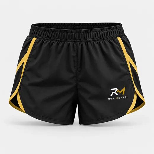 Split Shorts in black, Run Mzansi design
