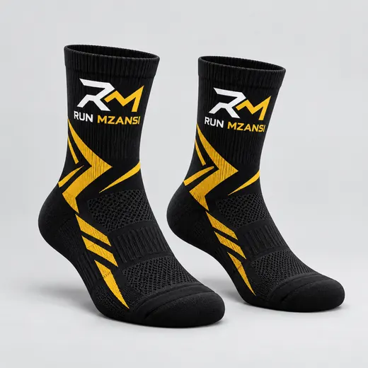 Crew Socks in black, Run Mzansi design