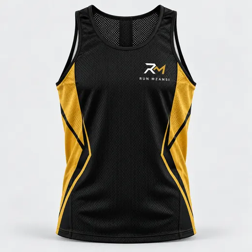 Race Vest in black, Run Mzansi design